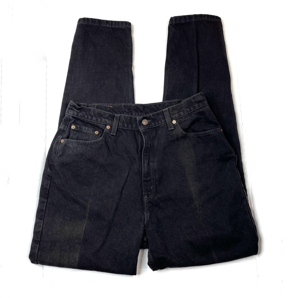 Vintage Levi’s Black 521 Tapered Leg Stiff Denim Mom Jeans TALL